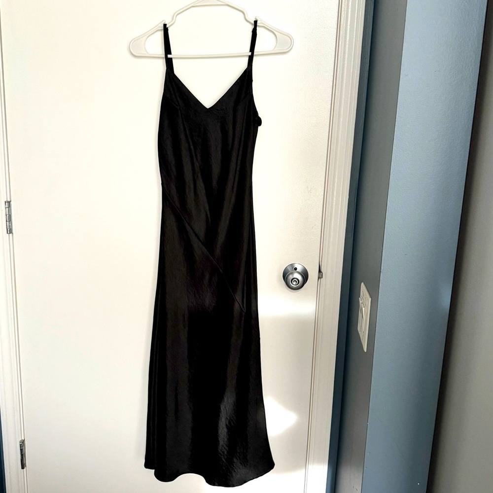 XS Black Midi Slip Dress